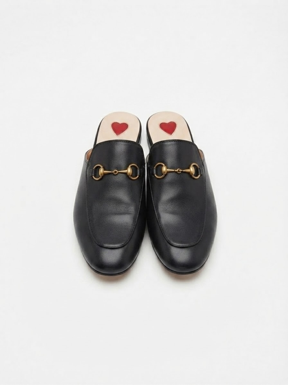 & Other Stories Black Leather Mule Loafers with Gold Horsebit